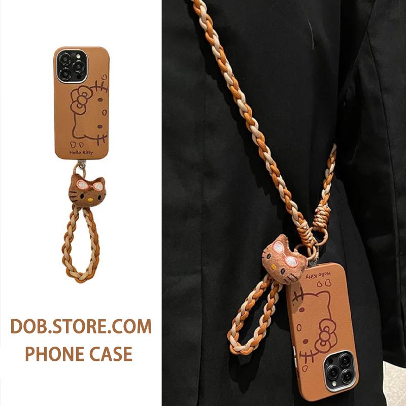 苹果皮质软壳素皮纹可爱KT猫斜挎