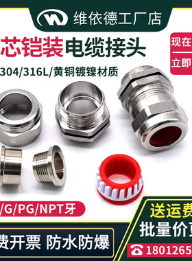 单密封红芯铠装电缆接头EMC防水格兰头EMV电磁兼容屏蔽防爆填料函