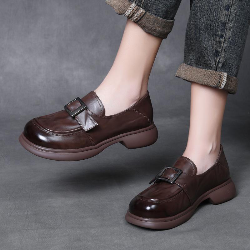 厚底乐福鞋女英伦风复古真皮单鞋