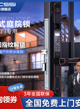 ICCSSI庭院门双面指纹锁户外艾栖合金防别墅铝艺门电子智能锁T06