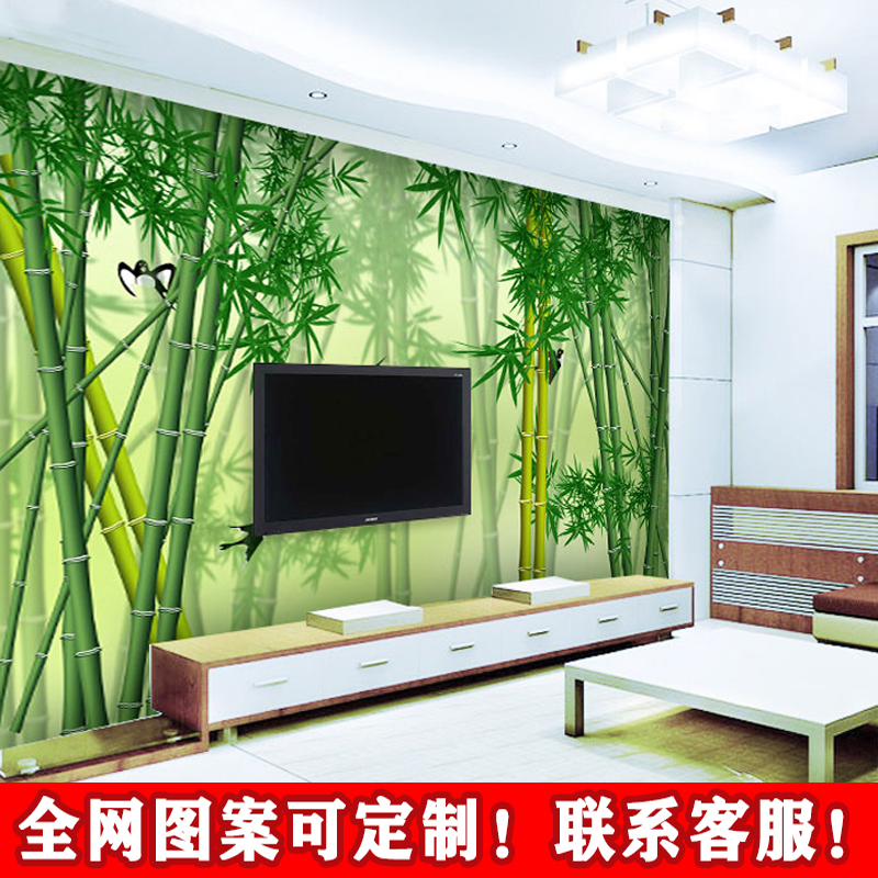 香诺儿背景墙定制绿色竹林燕子