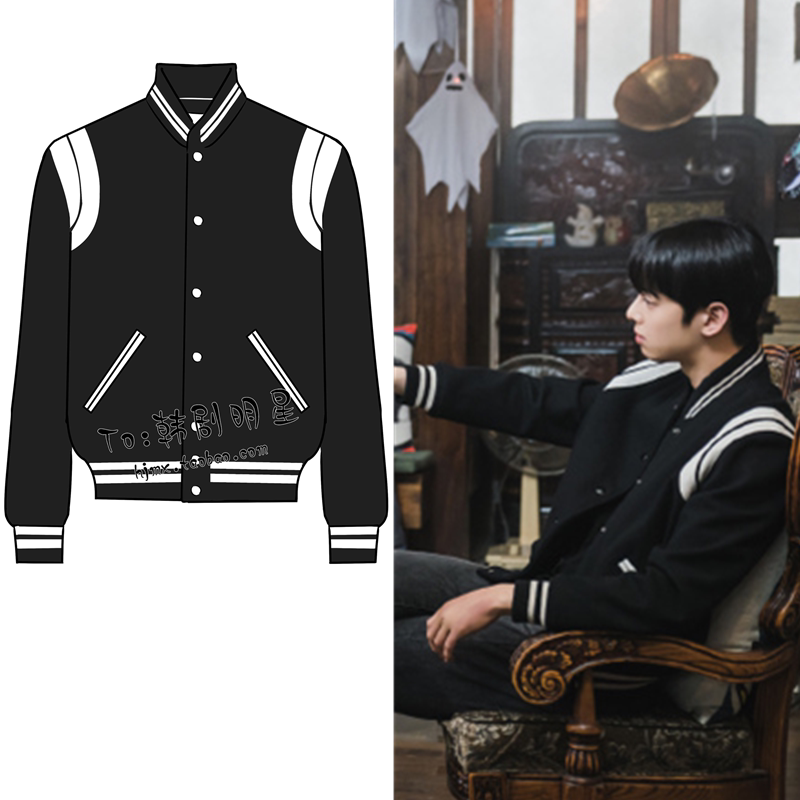 女神降临车银优李修浩同款黑色立领夹克情侣棒球服外套潮2022春秋