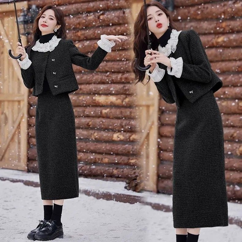 2025时尚休闲套装秋冬新款气质优雅洋气小香风外套半身裙两件套裙,女装/女士精品,时尚套装,淘宝优惠券,粉丝福利购,淘宝优惠卷