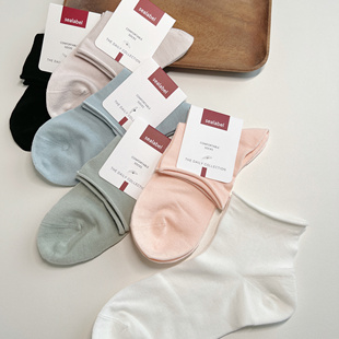 亲肤透气柔软不勒脚 无骨自然卷口松口袜 含5%桑蚕丝夏天薄款 女袜