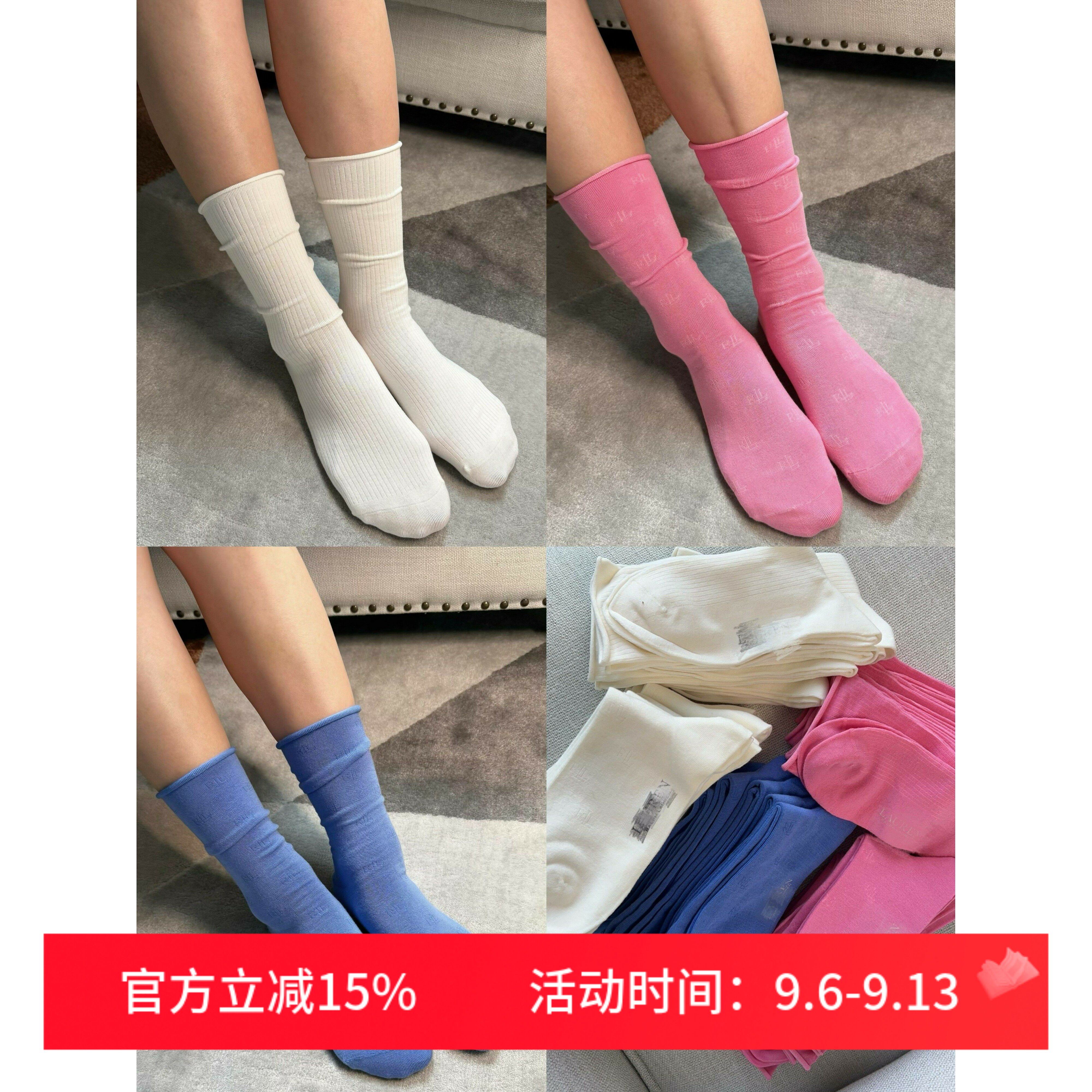 美国R*L副牌女袜 自然卷口松口袜 薄软弹复古不勒腿无骨缝头36-40