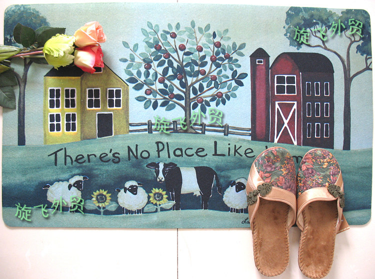 外贸原单橡胶植绒地垫门垫浴室垫厨房垫 可爱的家 45x76