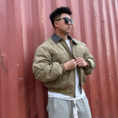 加厚工装 美式 复古重磅水洗宽松羽绒服冬季 底特律感肌肉硬汉外套