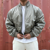 潮牌拼接双层立领工装 美式 复古抽皱飞行夹克男春秋季 宽松外套