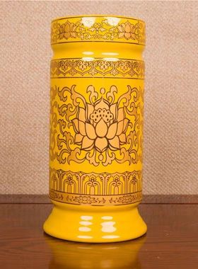 陶瓷香桶供佛寺庙花瓶黄色