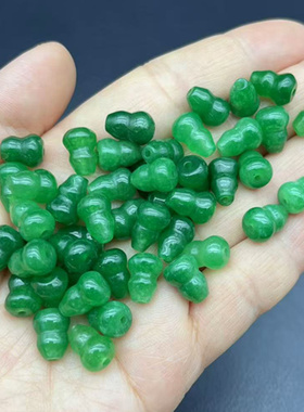 10x8mm通孔小葫芦配件DIY手链手串吊坠挂件绿色葫芦玉佩玉坠配饰