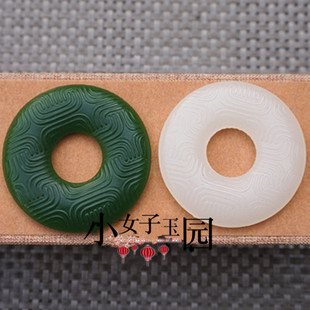 仿玉圆环玉环玉圈复古云纹玉佩DIY配件玉璧平安扣坠古风汉服腰饰