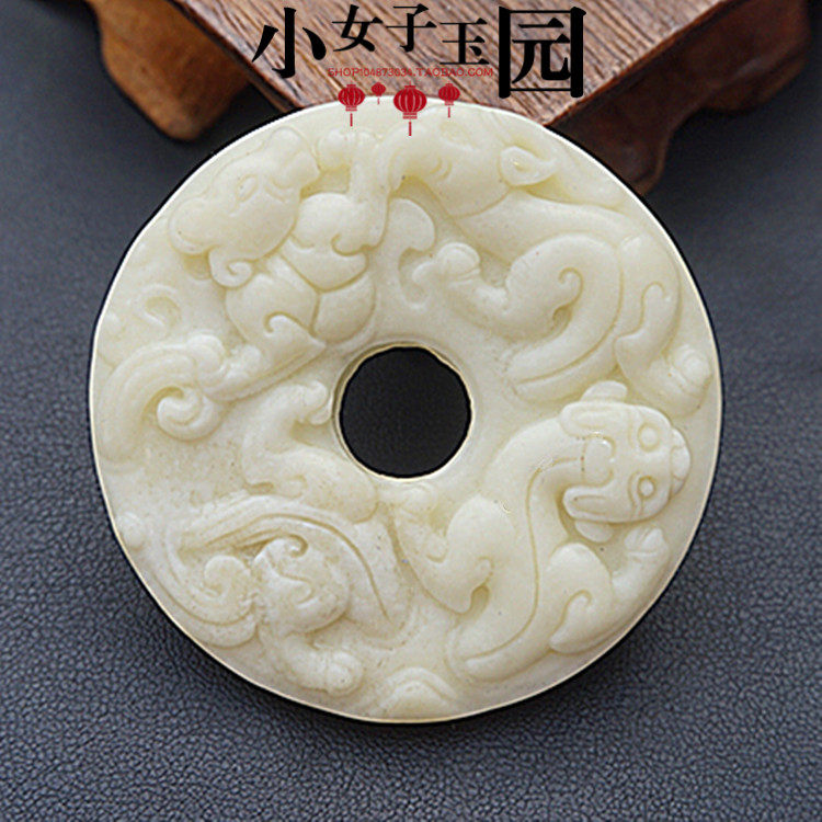 仿古神兽玉圆环吊坠汉服玉佩玉腰佩复古玉环宫廷影视道具配饰挂件