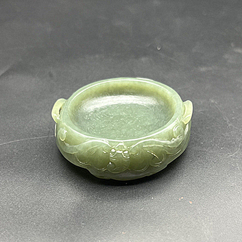 和田玉蝙蝠笔洗文房用品笔搁笔架手刻复古玉石摆件器件古玩收藏玉