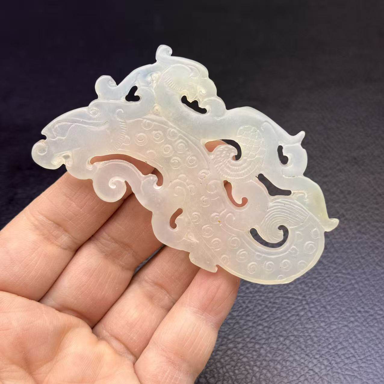 国风水墨玉岫玉龙凤呈祥吊坠玉挂件仿古龙玉佩颈饰项链坠汉服腰佩