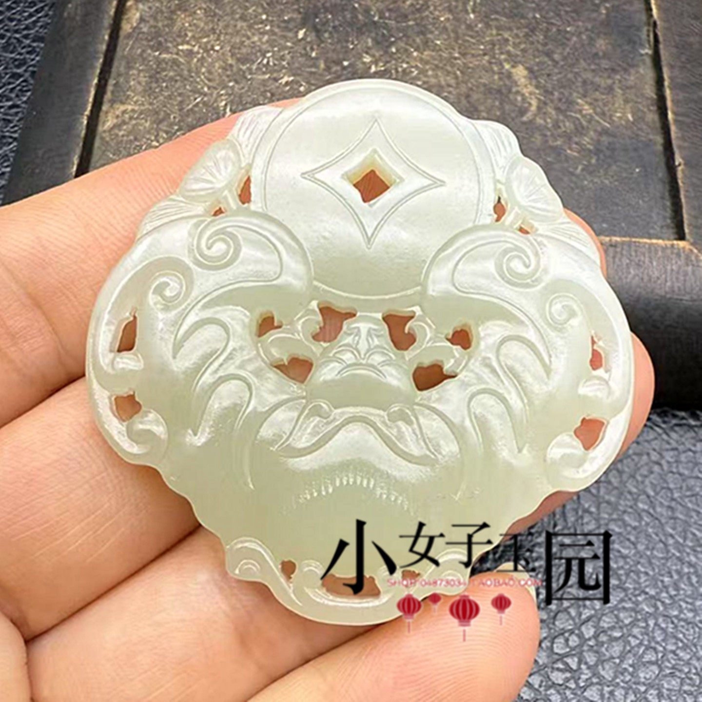 古玩玉器和田玉福在眼前吊坠挂件仿古镂空蝙蝠玉佩玉坠项链坠挂饰