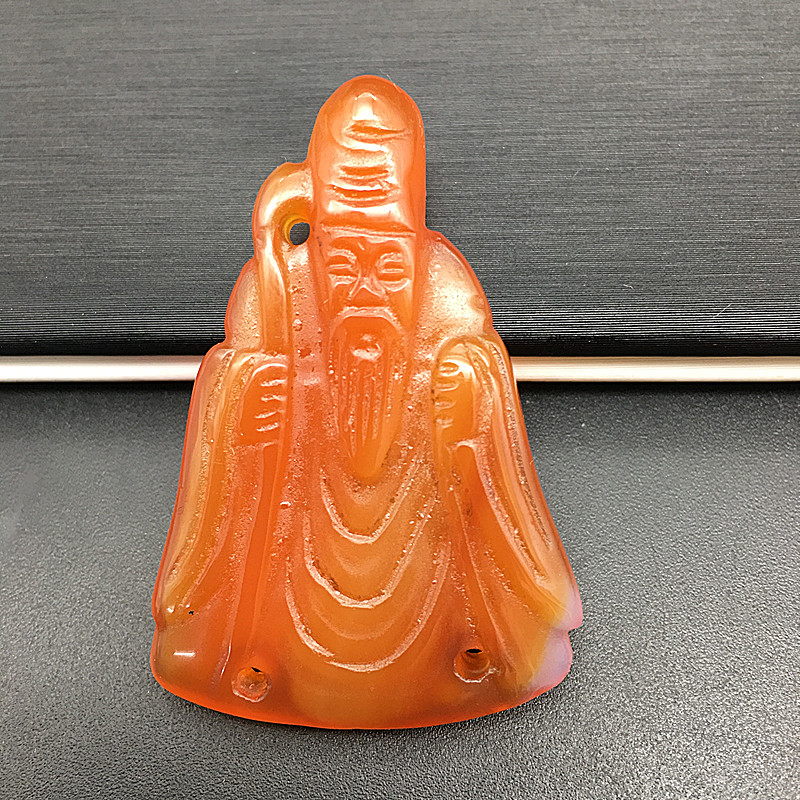 古玩老玉清代红玛瑙帽花寿星老花帽仿古老玛瑙花片帽正古装头饰配