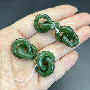 和田玉碧玉两环耳饰耳坠耳环配件手工打磨2环配饰耳坠子复古配饰
