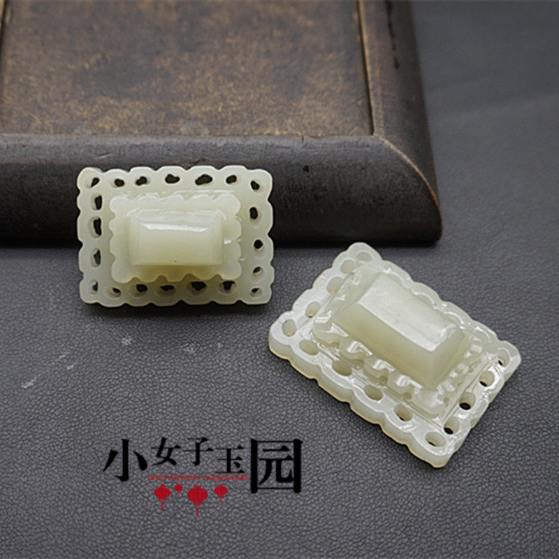 和田玉帽花帽正古装帽子玉片头饰发饰古风镶嵌配件手工镂空玉配饰