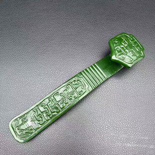 碧玉色如意摆件国风玉如意把件祥云纹佩饰古玩玉器大摆件如意手持