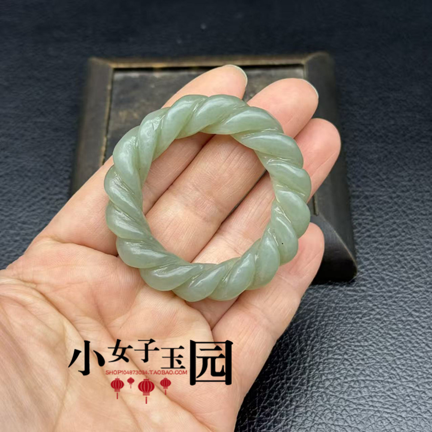 和田玉麻花圆环吊坠挂件青白玉扭丝手提环袈裟环玉佩玉坠茶壶吊环