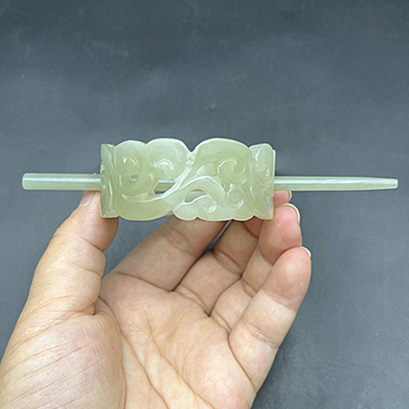 和田玉如意发冠手工雕刻仿古帽冠