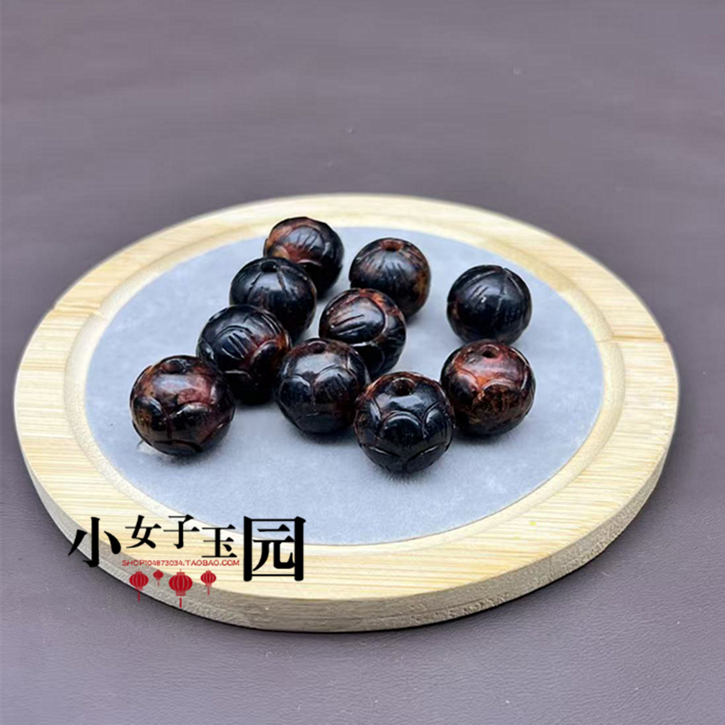 青白玉莲花圆珠散珠仿古通孔手串手链玉隔珠diy 手工项链吊饰配珠