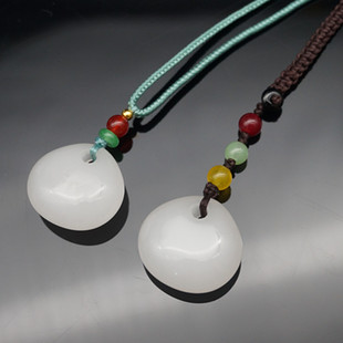 新疆白玉锁型吊坠挂件金丝玉玉佩玉坠男女款颈饰包挂钥匙配饰包邮