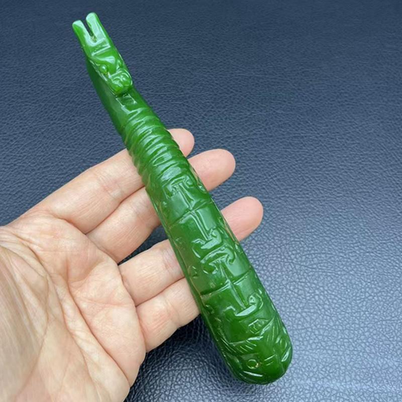 仿碧玉龙头凤头带钩腰佩挂件