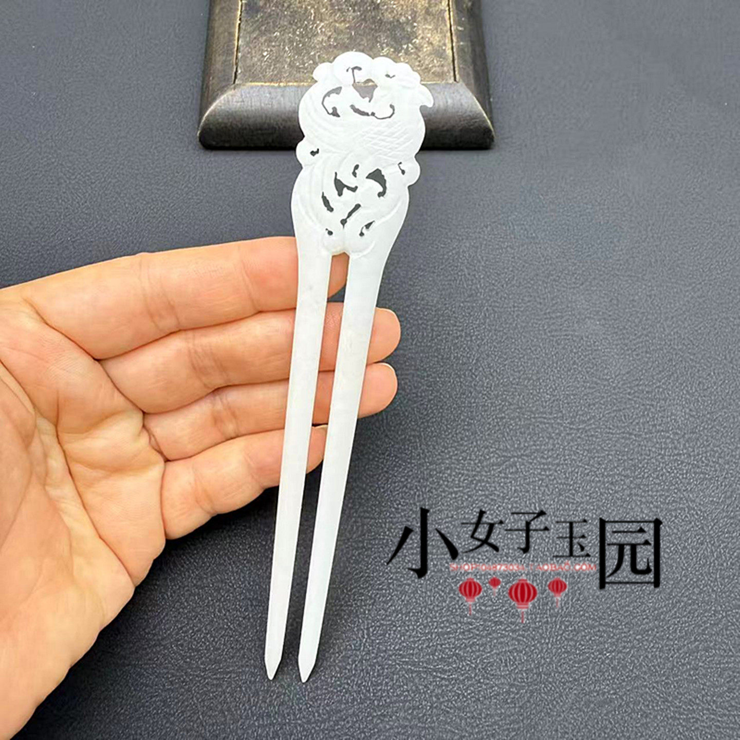 新款琉璃凤雏双插发簪仿白玉簪凤凰双簪古风汉服影视发钗步摇发饰