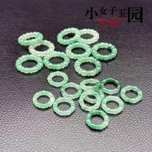 天然连珠圆环玉环圆圈独龙玉圆环耳坠配饰项链坠挂饰diy手工配件