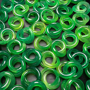 绿玛瑙双环两环圆环DIY手工配饰手链项链耳环玉饰品配件环环相扣