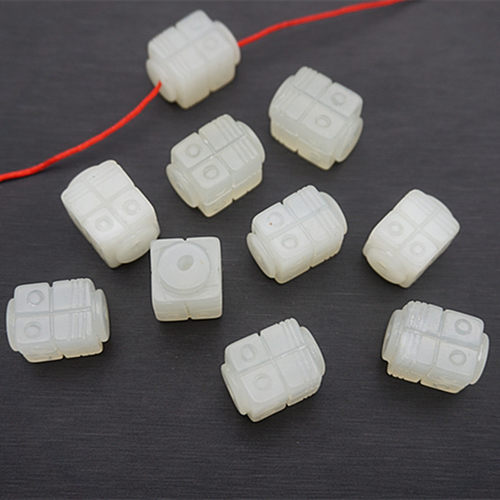 岫玉通孔玉勒子玉佩吊坠仿古雕刻手串手链项链佩珠隔珠 DIY  配饰