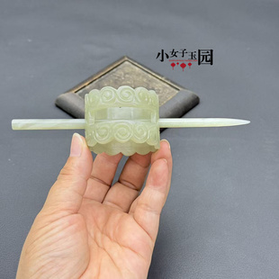和田玉祥云如意发冠帽冠青白玉头冠玉冠古风汉服影视发饰头饰佩戴