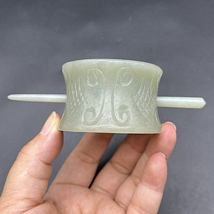 和田玉圆形发冠帽冠玉石簪子玉冠复古玉簪汉服发饰头饰男女款玉冠