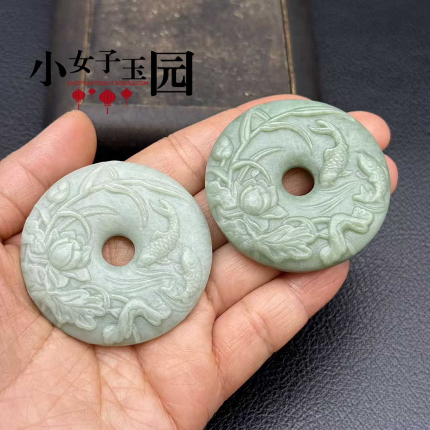 贵州翠玉鲤鱼脑莲吊坠挂件荷花锦鲤玉璧玉佩男女玉坠颈饰项坠腰佩