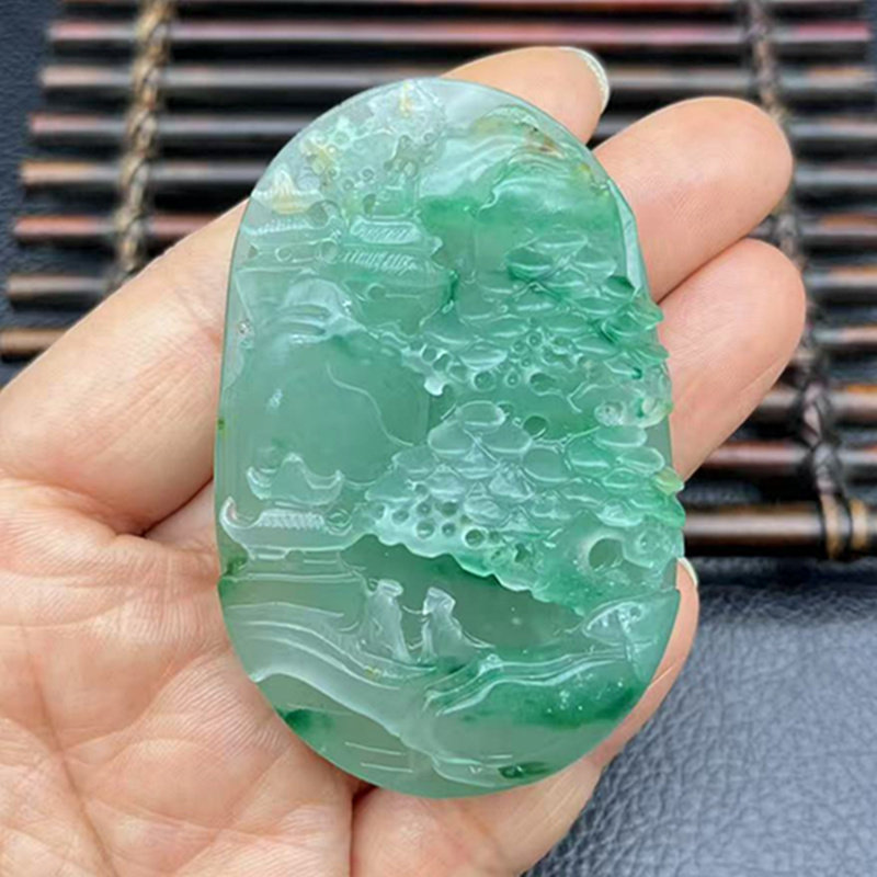 独龙玉山水牌吊坠挂件把件腰佩