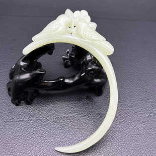 和田青白玉玄月簪喜上眉梢发簪玉簪弯簪古风汉服头饰发饰梅花月牙