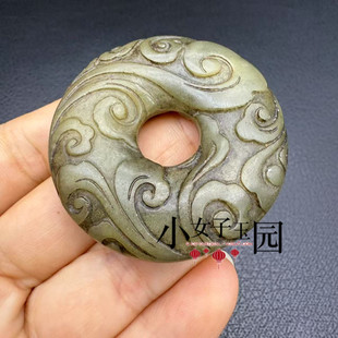 古玩玉器岫玉祥云平安扣吊坠挂件仿古回云纹玉佩玉坠汉服腰佩古装