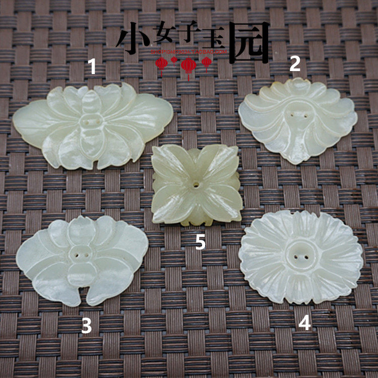 和田玉帽花片明清件仿古雕刻汉服领扣衣服配饰手工配件头饰镶嵌 - 实物图