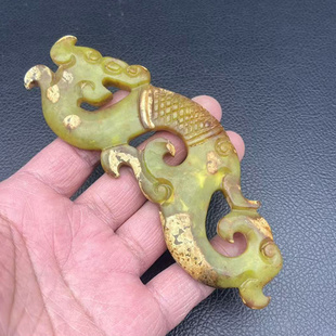 岫玉仿古龙吊坠挂件龙型玉佩玉坠颈饰项链坠汉服腰佩流苏宫廷饰品