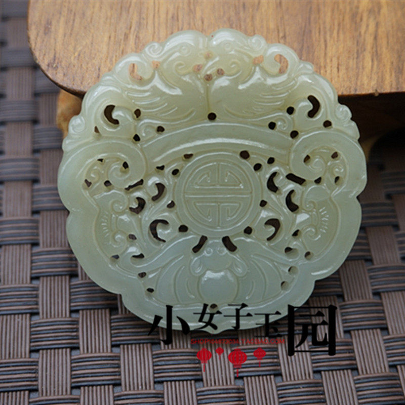 和田玉双面雕刻鸳鸯玉佩玉坠青玉蝙蝠福寿如意吊坠挂件玉佩