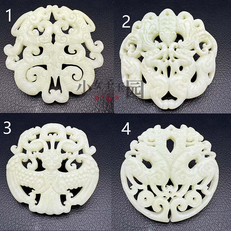 岫玉双龙玉佩龙凤福在眼前挂件