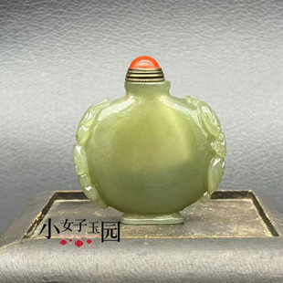 和田玉鼻烟壶玉佩玉坠仿古雕刻福寿烟壶小摆件把玩件文玩收藏饰品