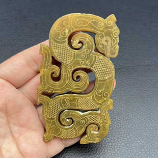 雪花玉仿古龙吊坠挂件雕纹龙型玉佩玉坠锁骨链战汉袍汉服古风腰佩