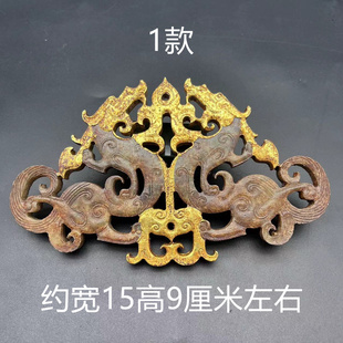 岫玉描金玉璧玉璜吊坠挂件仿古玉佩玉坠DIY汉服腰佩古装玉饰复古