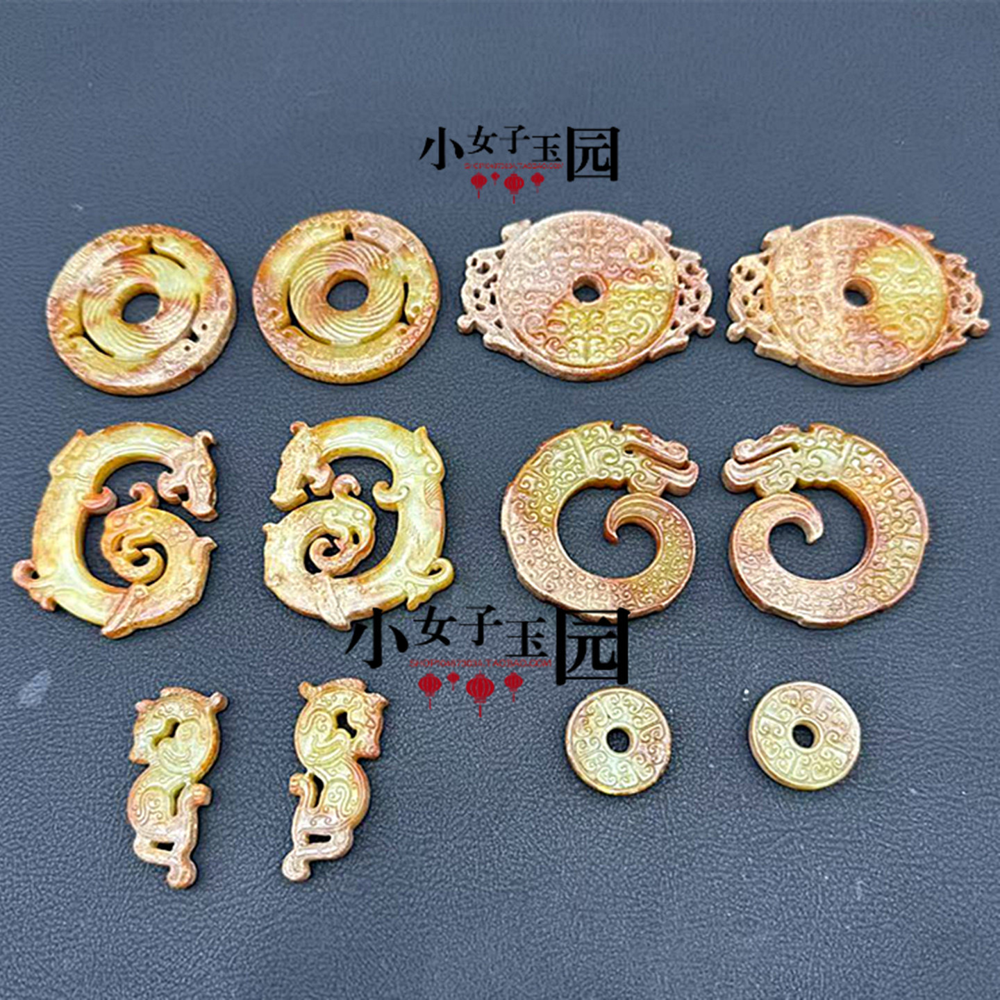 青白玉龙凤吊坠挂件仿战汉西周仿古龙平安扣玉佩玉坠双面小马挂饰