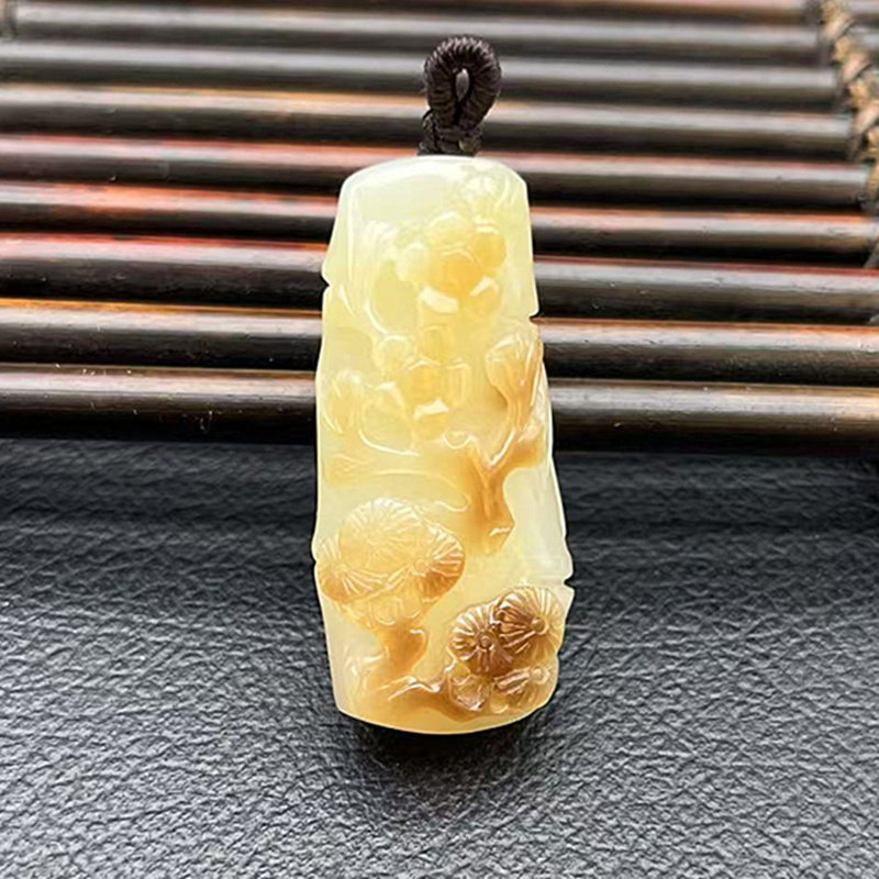 和田玉松竹梅吊坠挂件