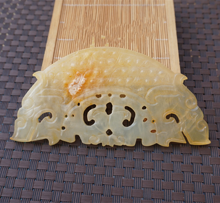 岫玉双面镂空雕刻   仿古玉璧半壁玉佩  汉服配饰 拍摄道具仿古龙