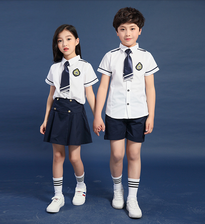 幼儿园园服合唱服夏毕业照服装儿童表演服班服白衬衣小学生校服套