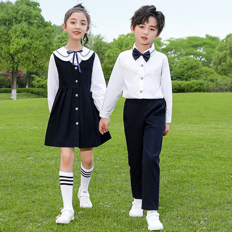 中小学生大合唱儿童演出服校服幼儿园诗歌朗诵表演服女连衣裙长袖